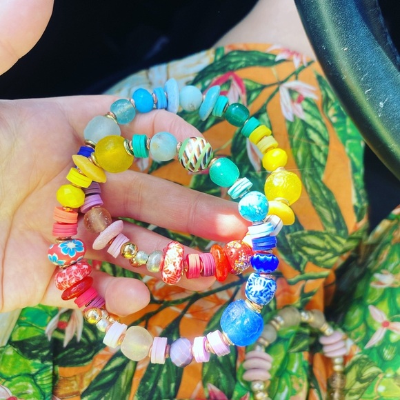 2 piece Handmade bracelet set /stack,African glass beads. - Picture 16 of 16